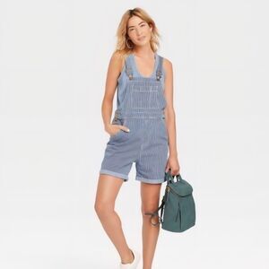 Universal Thread Boyfriend Denim Striped Shortall Blue Women's 4 Target Overalls